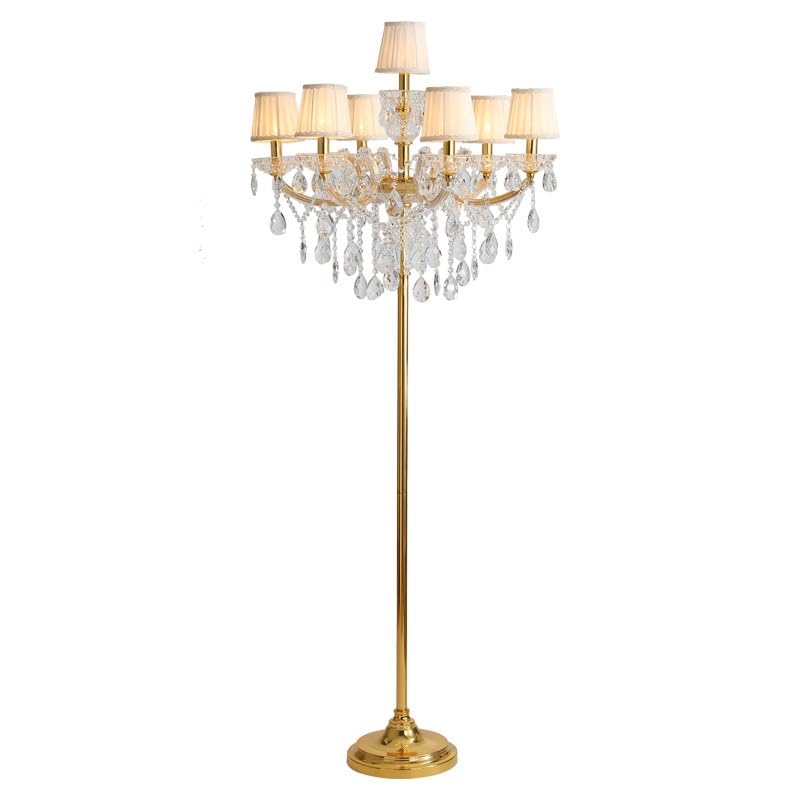Europejska kryształowa lampa podłogowa, 7 świateł lampa stojąca w gospodarstwie, elegancka kryształowa lampa podłogowa do biura, czytelni, sypialni