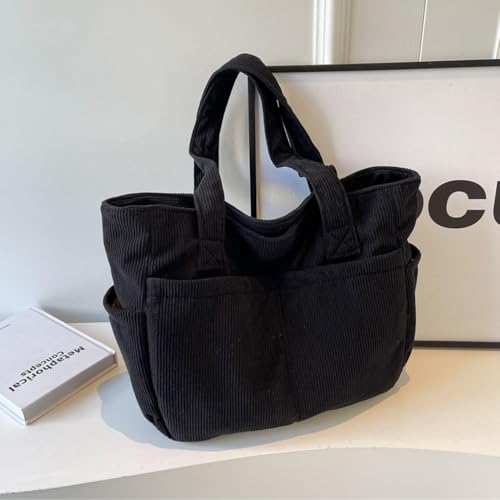 Travel Totes，Large Quilted Tote Bag, Black, Multiple Pockets2