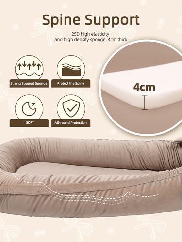 Image of EAQ Baby Lounger, Infant Lounger for Newborn,Portable Baby Nest Cover Breathable & Soft, Newborn Essentials