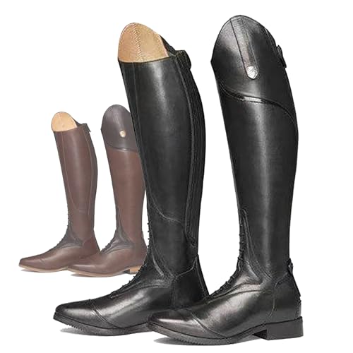 Men's Shoes Knight Horse Riding Boots(34-48), Tall Boots Equestrian, Knee High + Mid Heel (3-5cm), Back Zipper + Pointed Toe, Unisex + Slip Resistant, for Autumn,44,Black