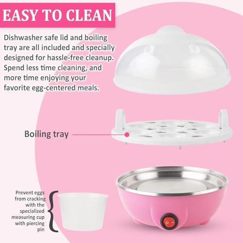 Image of Electric Egg Boiler with Auto Shut Off & Transparent Lid, Egg Cooker for 7 Eggs, Multi Cooking Modes Boiled Poached Omelette Maker (Pack of 1 | Multicolor)