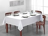 LAN&LAN - Mantel Blanco para Mesa Rectangular 100% poliéster, Lavable, Ideal para Cualquier Evento y ocasión, hogar y hosteleria (145 x 250)