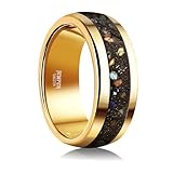 JEWPER 8mm Men Womens Wedding Band Tungsten Rings Gold Fashion Promise Carbide Inlaid colored gems Matte Finish Edge Comfort Fit Size(10)