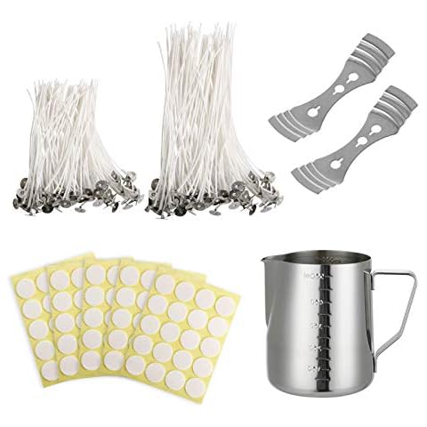 DIY Candle Making Kit, Tools for Candle Making Kit DIY, 1 Melting Pot Candle Wax Candle Watering Pot, 100 Cotton Candle Wick, 100 Candle Wick Stickers, 2 Metal Wick Holders Cover