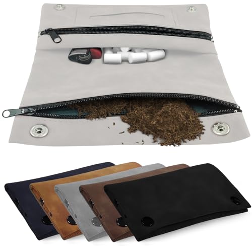 BOUFEIDA Tabak zak Echtleder draaibare tas voor 30g, Tabak zak voor draaitabak, Tabak zakje