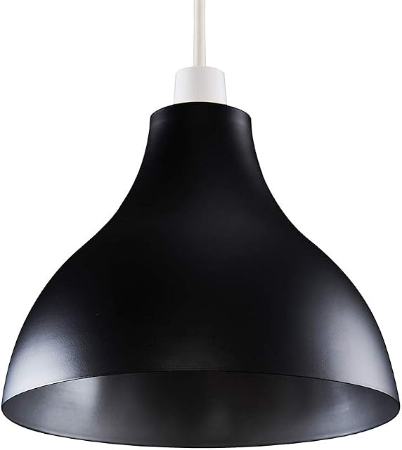 MiniSun - Retro Style Black and Silver Metal Ceiling Pendant Light Shade