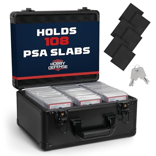 Hobby Defense Graded Card Case, 3 Row with Key Lock, PSA Slab Case for Graded Cards, Trading Storage Box- Black