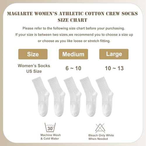 Image of MAGIARTE Womens Athletic Cotton Crew Socks Moisture Wicking Breathable Sports Casual Socks for Women 3 /5-PACK