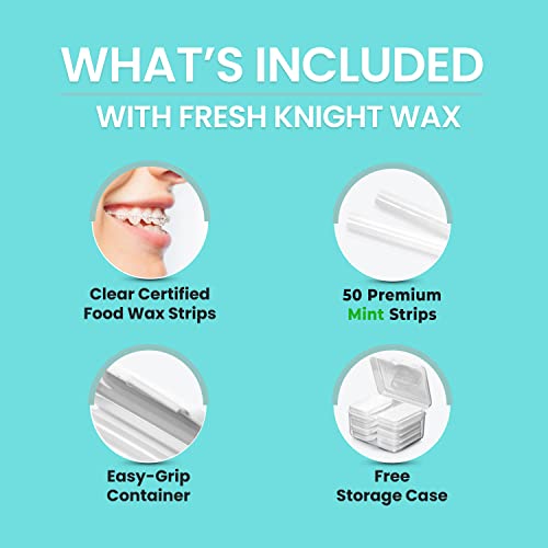Image of Braces Wax, 50 Orthodontic Strips & Cases (Mint) - 10 Pack, Premium Food Grade Wax for Aligners. Fresh Knight.