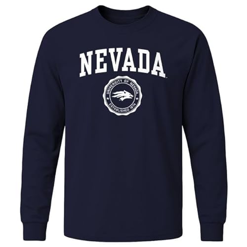 Barnesmith University of Nevada at Reno Wolfpack Long Sleeve Adult Unisex T-Shirt, Heritage, Navy, Medium