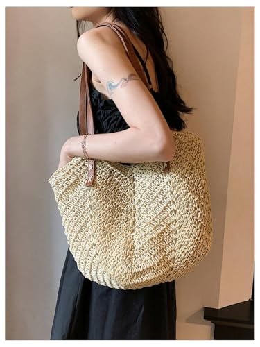 Verdusa Women's Vacation Straw Woven Tote Bag Double Handle Underarm Shoulder Bag2