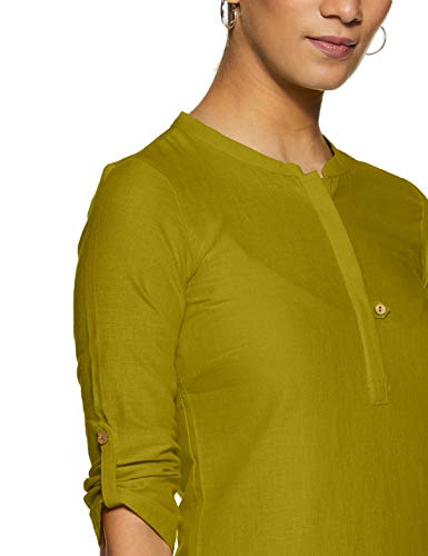 Image of Aurelia Womens Mandarin Collar Solid Kurta