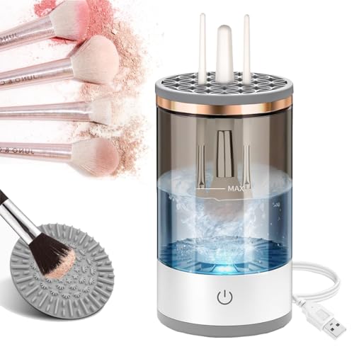 Limpiador de brochas de maquillaje eléctrico 3 en 1 - limpia, seca y guarda, secador de brochas...