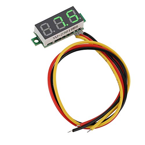 Moniteur de test de tension haute précision de jauge 0~100V 0,28 pouces d'affichage à LED Voltmètre Power Line DC Voltage Meter 3 fils pour motos pour intérieur extérieur(green)