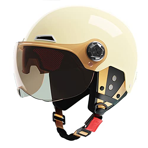 Ever TA Casco Retro Cara Abierta ECE Certificado Ligero Motocicleta Jet Casco con Visera, Vintage Motocicleta Medio Casco para Scooters/Ciclomotores/Cruceros/Vehículos Eléctricos