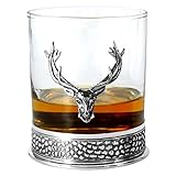 English Pewter Company Regal Stag Whisky Tumbler Glass with Pewter Base [DEC033] - Image 1