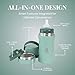 Jili All-in-One Baby Bottle, Insulated Stainless Steel Bottle with Formula Container, Anti-Colic Nipple, and Leak-Proof Lid, Baby Essentials for Travel, BPA and Phthalates-Free, Sage, 8 oz.