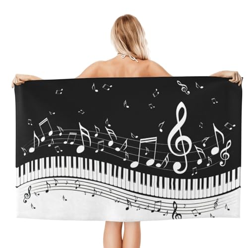 Serviette de luxe microfibre douce imprimé notes de musique pour salle de bain moderne