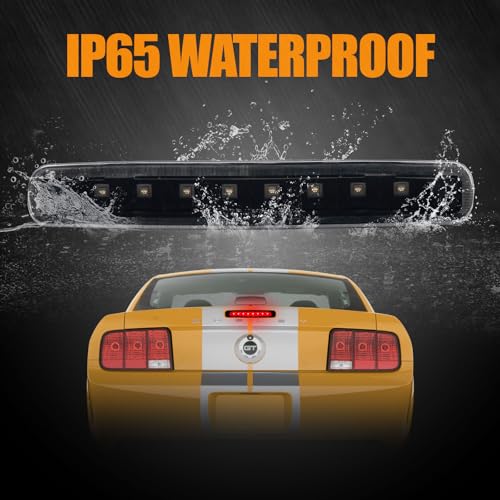 Image of Third 3rd Brake Light LED for 2005-2009 Ford Mustang, High Mount Rear Brake Lights Assembly for 05-09 Ford Mustang, Waterproof Center Cab Lamp Stop Light (Black)