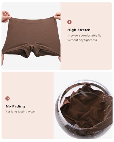 Image of BAMBOO COOL Womens BoyShorts Underwear Seamless Boxer Briefs Mid Rise Full Coverage Breathable Stretch Ladies Panties 5 Pack