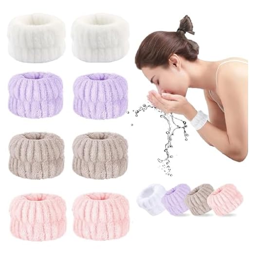 Muñequeras Desmaquillar,Muñequeras Toalla,Muñequeras Spa,Bandas de Muñeca Faciales,Muñequeras de Lavado Elásticas,Muñequera Maquillaje Spa,Muñequeras Absorbentes para Belleza y Cuidado de La Piel,4PCS