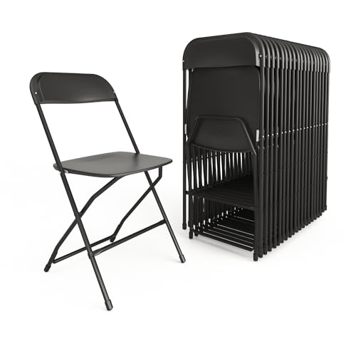 Image of Flash Furniture Hercules Series Plastic Folding Chair - Black - 20 Pack 650LB Weight Capacity Comfortable Event Chair-Lightweight Folding Chair