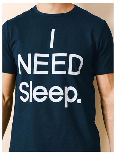 Image of Verdusa Men's Pajamas Set 2 Piece Pjs Sets Short Sleeve Letter Print Tee and Short Lounge Set