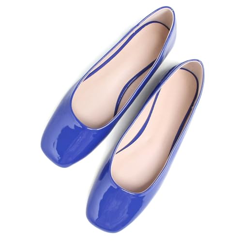 ChaiRong Zhou Womens Ballet Flats Square Toe Low Heel Dress Shoes Comfortable Slip ons for Office Casual Wear3