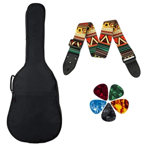 Image of SKYCELL Acoustic Guitar Bag Foam Padded Guitar Cover for 38, 39, 40, 41 inch with Adjustable Guitar Strap and Picks for Acoustic Electric Bass Guitar (Guitar Bag with Bohemian Strap)