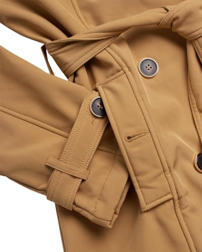 Jessica Simpson Womens Softshell Jacket - Lightweight Waterproof Polar Fleece Lined Hooded Long Belted Trench Coat4