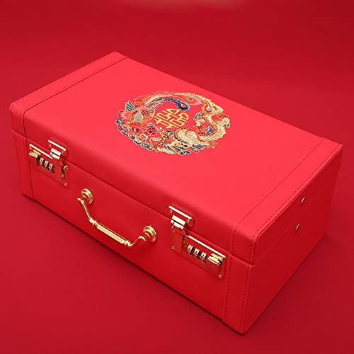 Chinese Wedding Asian Decorative Box,Chinese Traditional Embroidery Craft Gift Box Double Happiness Sign With A Combination Lock, Suitable For Dowry Gifts,Valuables, Chinese Traditional Wedding Decoration #TOP22