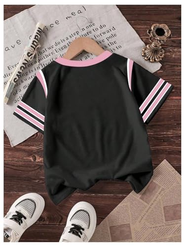 Girl's Jersey Shirts Color Block Number Graphic Tees Short Sleeve Crew Neck Sports T Shirt2