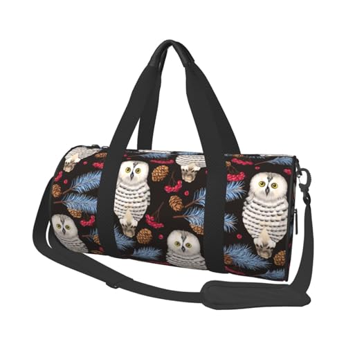 Large Duffle Bag for Travel - Pinecone Owl White Gym Bag for Women Men, Foldable Travel Bags for Women Men with Zippered Multiple Pockets