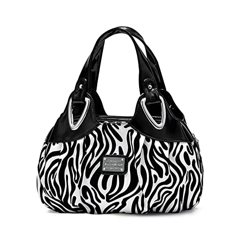 NICOLE & DORIS Bolso de Mujer de Mano Hombro Bolso de Moda Bolso de Las Señoras PU Cuero Bolso Mujer Bolsos de Fiesta Grande Bolsos de Bonitos con Estampado de Flores Patrón de Cebra