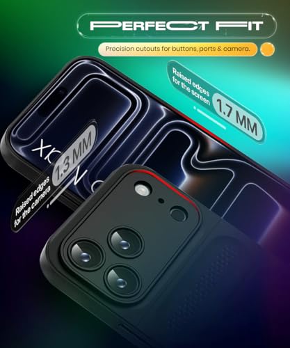 Image of WOW IMAGINE Ultimate Silicone Back Cover Case for iPhone 17 Pro Max | Heat Dissipation Thin Soft TPU | 360 Camera Protection | Breathable Cooling Holes - Pitch Black