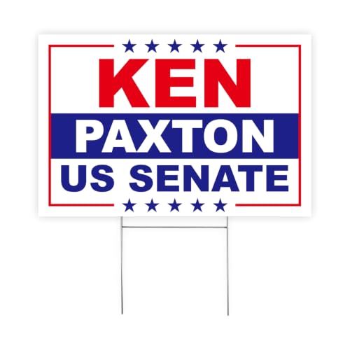 Ken Paxton Yard Sign &ndash; 18"x12" Yard Sign With H-Stake | Double-Sided Corrugated Plastic Outdoor Lawn Sign | US Senate Texas for Campaign Signs