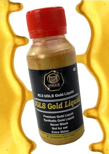 Image of UGLS Metallic Gold Liquid Paint 50 ml | Oil-Based Synthetic Gold Paint for Tanjore Painting, Art & Craft | Multi-Surface Metallic Paint for Canvas, Wood, Metal & DIY Projects | Non-Fading Finish