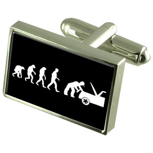Gemelos Evolución Ape Man mecánicos pasador corbata cristal accesorios traje hombre caja grabada