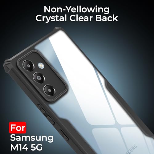 Image of A rtistque Clear Hard Transparent Acrylic Armor Anti-Drop Shockproof TPU Edge Back Cover Case for Samsung Galaxy M14 - Black