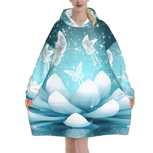 Couverture à capuche fleurs de lotus en flanelle de qualité supérieure