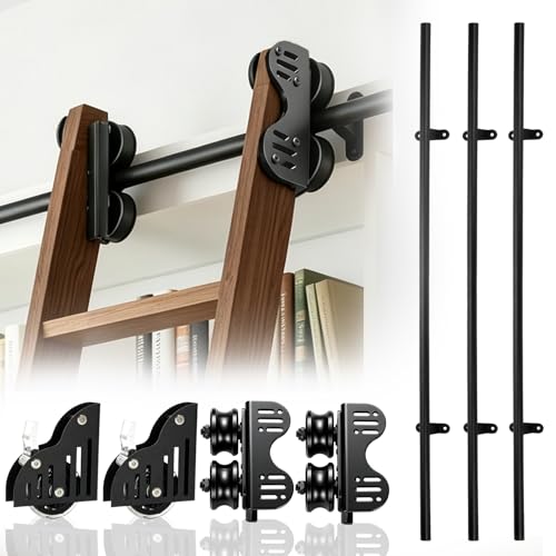 ZSUCC 12FT Sliding Library Ladder Hardware Kit Upgraded Rolling Hardware
