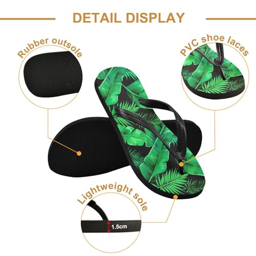 Banana Palm Green Flip Flops for Beach Thong Sandals Anti-slip Lightweight Shower Shoes for Indoor Outdoor House3