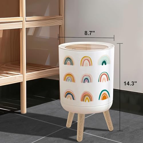 Caneca de basura pequeña con tapa y patas de madera miniatura 3
