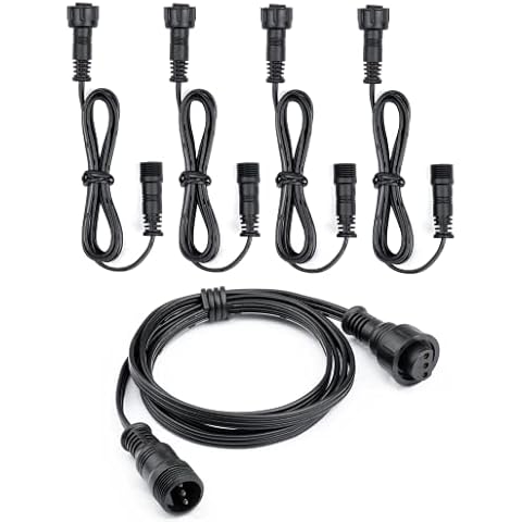 HIBOITEC 3 pin 1m IP67 Waterproof Extension Cable 5 Pack, for Outdoor led decking Lights (ONLY Led Decking Lights with Remote Control & HIBOITEC RGB Led Decking Lights) Cover