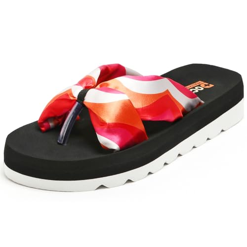 Image of DOCTOR HEALTH SUPER SOFT Women Stylish Bow Platform Slippers | Soft Cushioned Casual Flip Flops | Lightweight Comfortable Everyday Wear Sandals for Indoor Outdoor Use