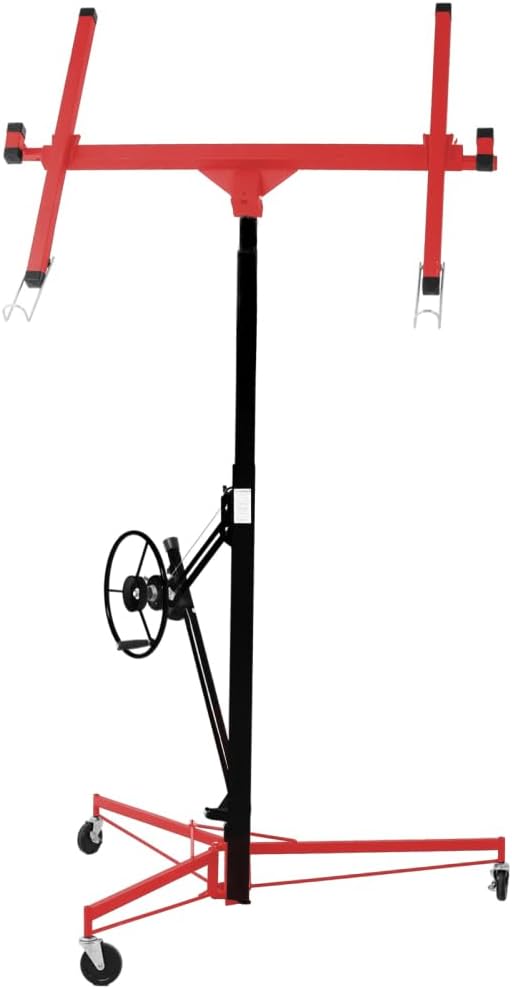 Drywall Lift Panel 11' Lift Drywall Panel Hoist Jack Lifter, Black+Yellow (Black+Red + Steel)