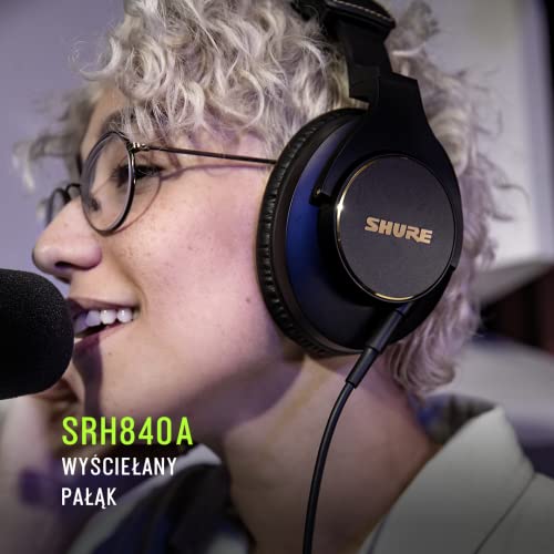 Shure SRH840A Przewodowe słuchawki nauszne do krytycznego słuchania i monitorowania, profesjonalny zestaw słuchawkowy, szczegółowy dźwięk, składana konstrukcja - wersja 2022