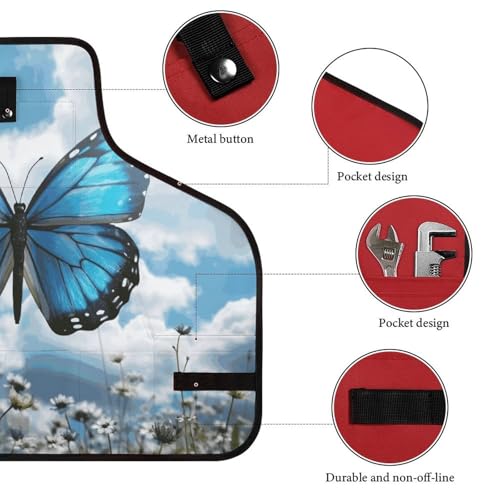 Delantal de trabajo ajustable con 8 bolsillos y diseño mariposa miniatura 3