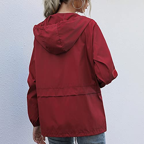 Jaqueta de chuva feminina para corrida ao ar livre com capuz impermeável corta-vento curto capa de c