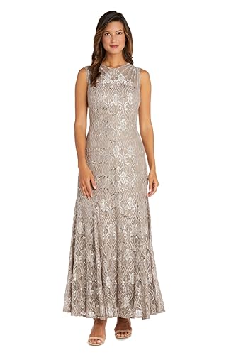 R&M Richards Womens Petites Lace Long Evening Dress